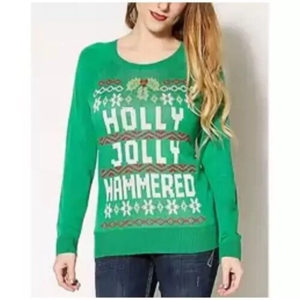 Gold Rush Ugly‎ Christmas Sweater - Holly Jolly Hammered - Green Size L